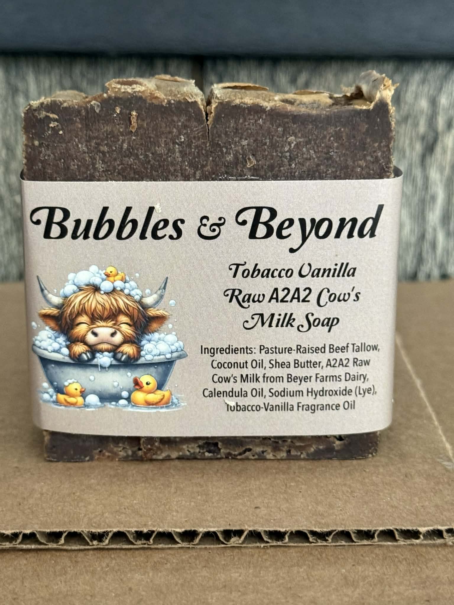 ๐งผ Raw A2A2 Cowโs Milk Tallow Soap โ Tobacco Vanilla (4 oz)