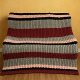 Oversized handmade chunky chenille knit blanket 50x85 striped farmhouse style