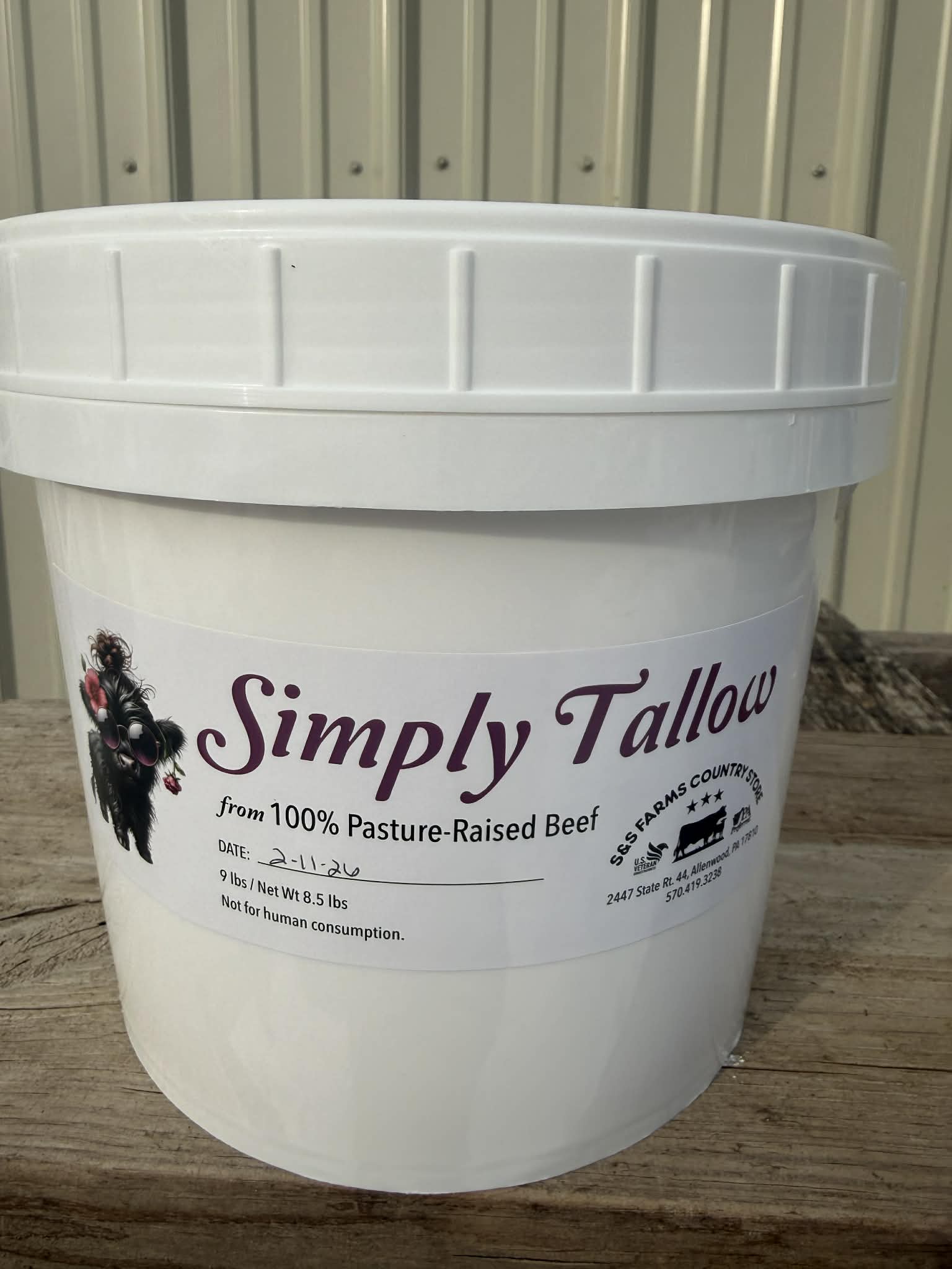 Grass-fed skincare tallow 8.5 lb bucket cosmetic grade beef tallow from suet