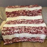 Large handmade chunky chenille knit blanket 52x60 soft farmhouse style