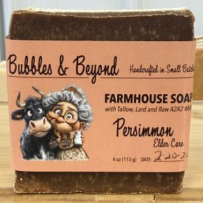 Persimmon elder care soap 4 oz made with tallow and A2A2 milk for mature skin odor support