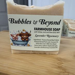 🧼 Farmhouse Soap with Tallow, Lard & A2A2 Milk – Lavender Rosemary (4 oz Bar)