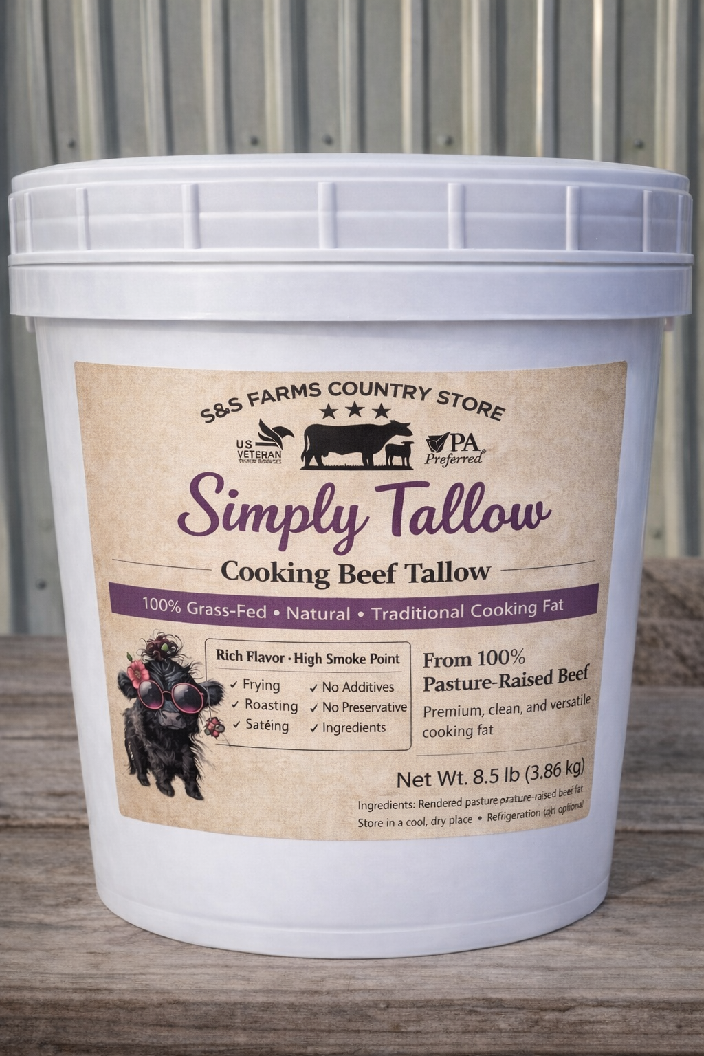 beef tallow for cooking 8.5 lb grass-fed food grade